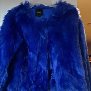 BRAND NEW ROYAL BLUE FAUX FUR COAT
